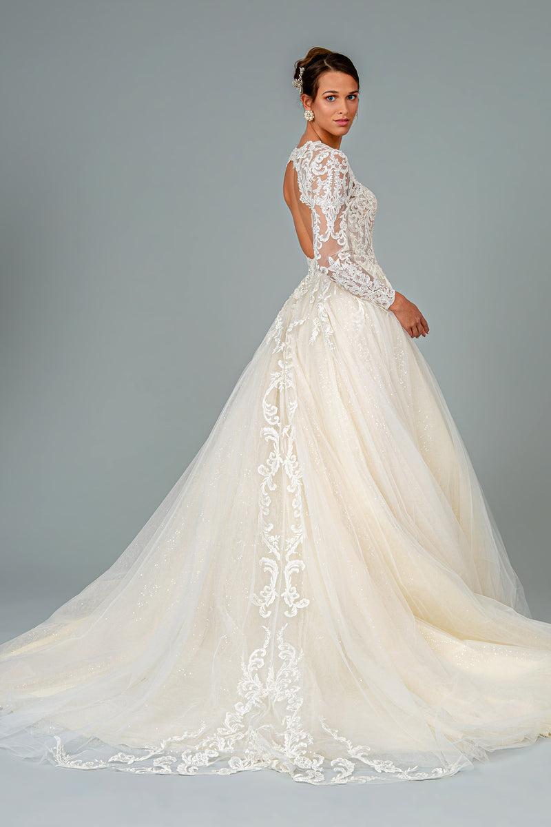 Camille Wedding Dress Long Sleeve Sweetheart Neckline Bridal Gown 2601 Modern Vintage Gowns
