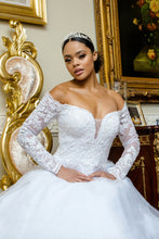 Load image into Gallery viewer, Alondra Wedding Dress Long Sleeve Off the Shoulder Neckline Bridal Gown 2601937HHR-White
