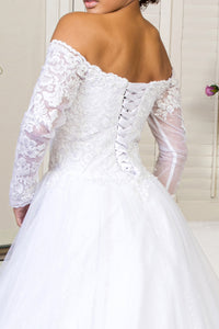 Alondra Wedding Dress Long Sleeve Off the Shoulder Neckline Bridal Gown 2601937HHR-White