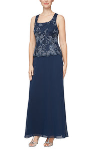 Amanda Formal Dress with Lace Jacket Mothers Gown 94081122422THR-Navy SAMPLE IN STORE