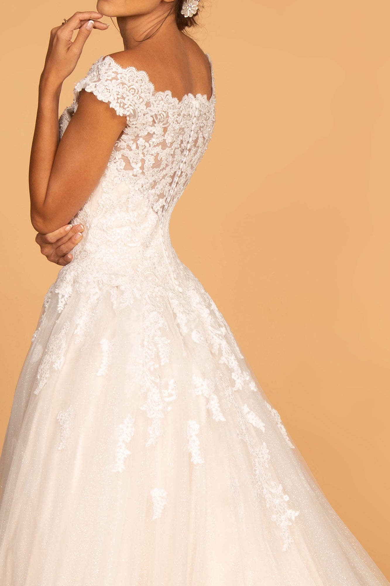 HW454 Short sleeve Beaded Bridal Gowns - Nirvanafourteen