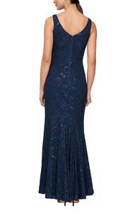 Bernadette Formal Dress Long Lace Jacket with Dress Mothers Gown 94081122452TII-Navy SAMPLE IN STORE