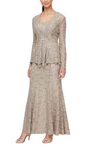 Bernadette Formal Dress Long Lace Jacket with Dress Mothers Gown 94081122452TII-Champagne SAMPLE IN STORE