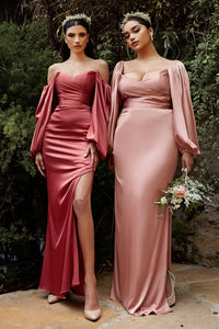 Bryan Bridesmaid Dress Long Sleeve Body Hugging Gown C7482WK-SunsetRust