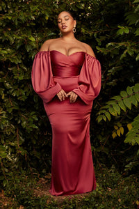 Bryan Bridesmaid Dress Long Sleeve Body Hugging Gown C7482WK-SunsetRust
