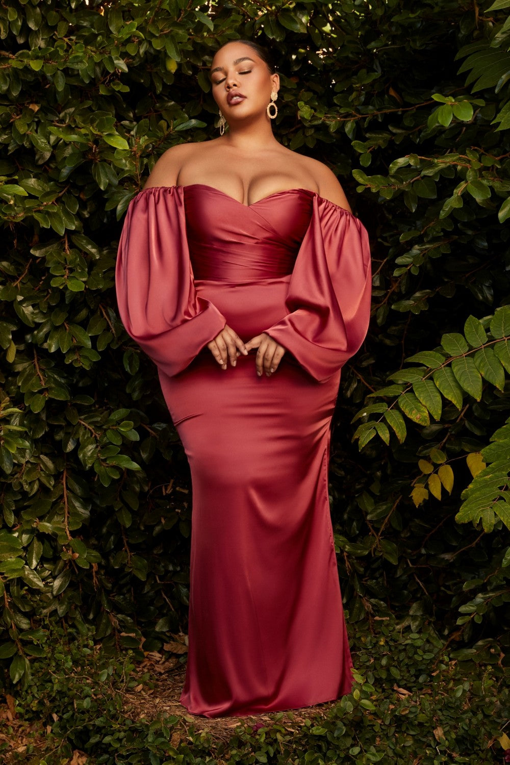 Bryan Bridesmaid Dress Long Sleeve Body Hugging Gown C7482WK-SunsetRust