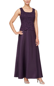 Colleen Formal Dress Removable Lace Jacket with One Piece Gown Mothers Gown 94081122326TTK-Eggplant SAMPLE IN STORE