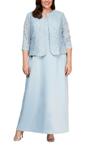 Colleen Formal Dress Removable Lace Jacket with One Piece Gown Mothers Gown 94081122326TTK-Hydrangea  SAMPLE IN STORE