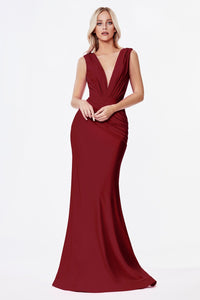 Denise Bridesmaid Dress Sleeveless Fitted Gown 740912WR-Burgundy SAMPLE IN STORE