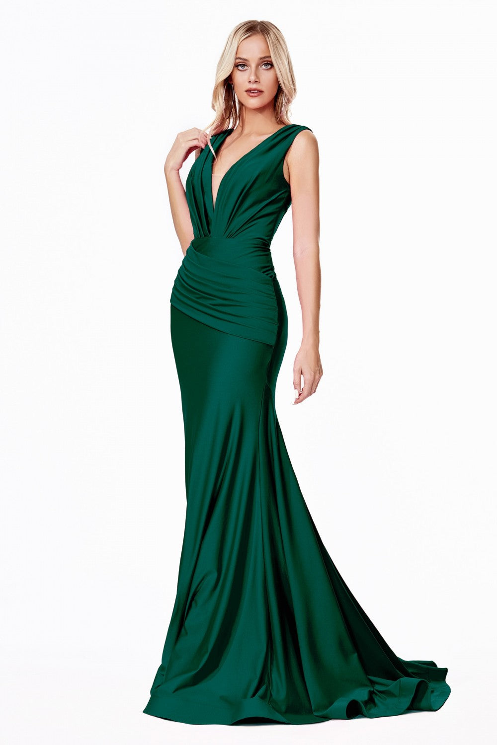 Denise Bridesmaid Dress Sleeveless Fitted Gown 740912WR-Emerald SAMPLE IN STORE