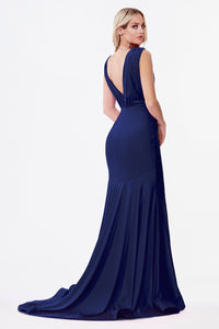 Denise Bridesmaid Dress Sleeveless Fitted Gown 740912WR-Navy SAMPLE IN STORE