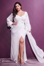 Load image into Gallery viewer, Doreen Wedding Dress Long Sleeve Belted Satin Gown 7407478WR-White
