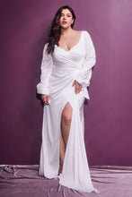 Load image into Gallery viewer, Doreen Wedding Dress Long Sleeve Belted Satin Gown 7407478WR-White
