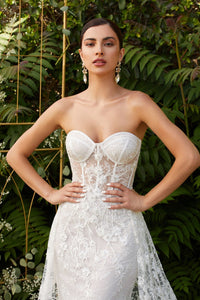 Eva Wedding Dress Sexy Strapless Beaded Lace Bridal Gown 74046TTR-OffWhite SAMPLE IN STORE