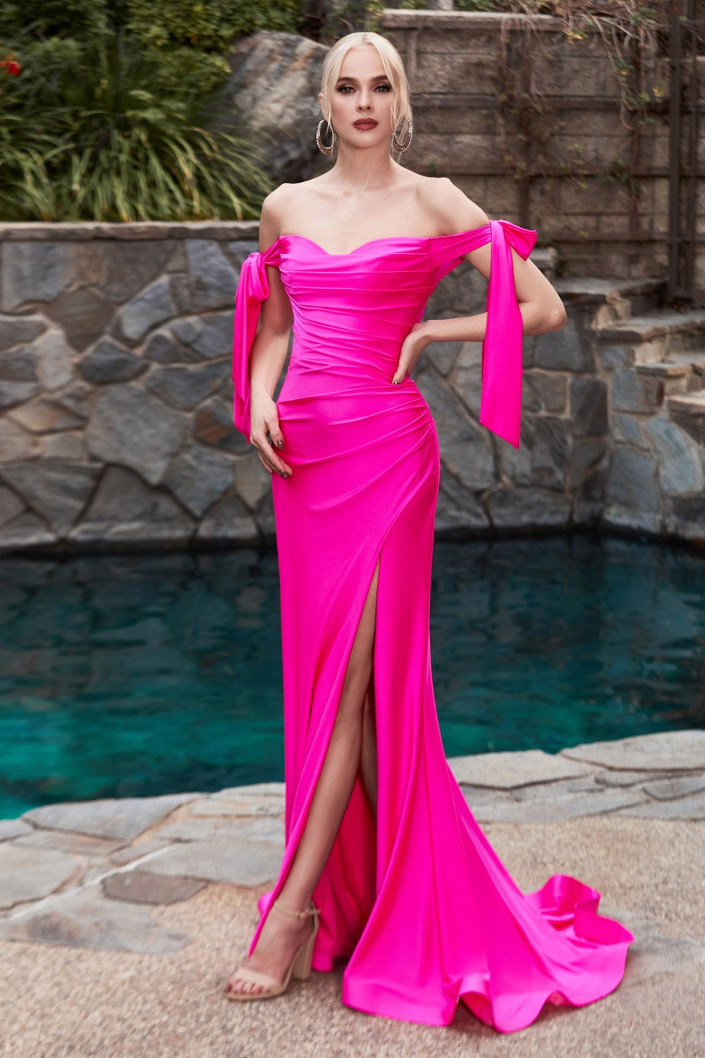 Gabor Bridesmaid Dress Sexy Body Hugging Gown 740943AR-Fuschia SAMPLE IN STORE