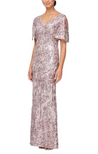 Load image into Gallery viewer, Garden Sequin Dress with Flutter Sleeve Mothers Dress 9408196611TIR-Blush SAMPLE IN STORE
