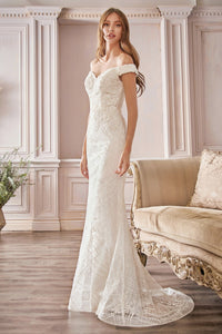 Hannah Wedding Dress Off Shoulder Column Gown 740929THR SAMPLE IN STORE