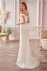 Hannah Wedding Dress Off Shoulder Column Gown 740929THR SAMPLE IN STORE
