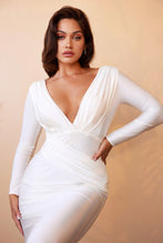 Load image into Gallery viewer, Hayley Wedding Dress Body Hugging Long Sleeve Gown 740169XR-White SAMPLE IN STORE
