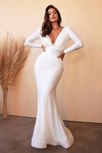 Load image into Gallery viewer, Hayley Wedding Dress Body Hugging Long Sleeve Gown 740169XR-White SAMPLE IN STORE
