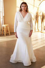 Load image into Gallery viewer, Hayley Wedding Dress Body Hugging Long Sleeve Gown 740169XR-White SAMPLE IN STORE
