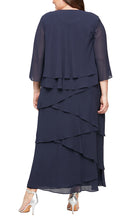 Load image into Gallery viewer, Joleen Formal Dress Long Tiered Dress with Jacket Mothers Gown 9408192001TIR-Navy
