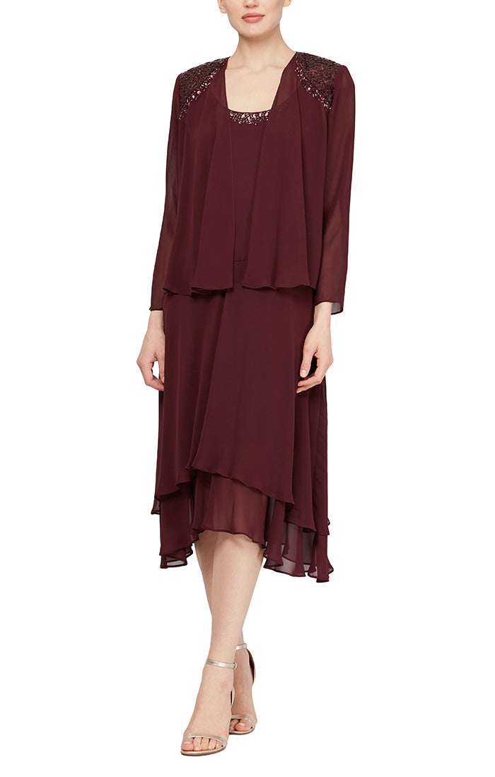 Jackie Formal Dress with Short Skirt and Jacket Mothers Dress 940116184AK-Fig