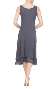Jackie Formal Dress with Short Skirt and Jacket Mothers Dress 940116184AK-Steel