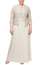 Load image into Gallery viewer, Jill Lace &amp; Satin Gown with Scalloped Lace Jacket 9401121198TRW-Taupe SAMPLE IN STORE
