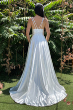 Load image into Gallery viewer, Joanna Wedding Dress Plain Satin A-line Skirt with front Slit 740903KR-OffWhite

