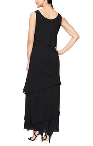 Joleen Formal Dress Long Tiered Dress with Jacket Mothers Gown 9408192001TIR-Black