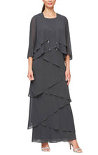 Load image into Gallery viewer, Joleen Formal Dress Long Tiered Dress with Jacket Mothers Gown 9408192001TIR-Charcoal
