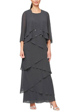Load image into Gallery viewer, Joleen Formal Dress Long Tiered Dress with Jacket Mothers Gown 9408192001TIR-Charcoal

