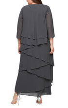 Load image into Gallery viewer, Joleen Formal Dress Long Tiered Dress with Jacket Mothers Gown 9408192001TIR-Charcoal
