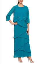 Load image into Gallery viewer, Joleen Formal Dress Long Tiered Dress with Jacket Mothers Gown 9408192001TIR-Teal SAMPLE IN STORE
