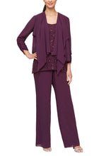 Load image into Gallery viewer, Judy Formal Pantsuit with Removable Jacket Mothers Gown 9408192002TTK-Raisin SAMPLE IN STORE
