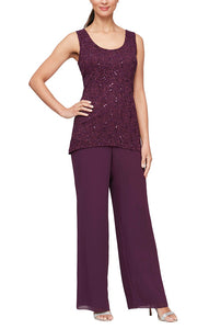 Judy Formal Pantsuit with Removable Jacket Mothers Gown 9408192002TTK-Raisin SAMPLE IN STORE