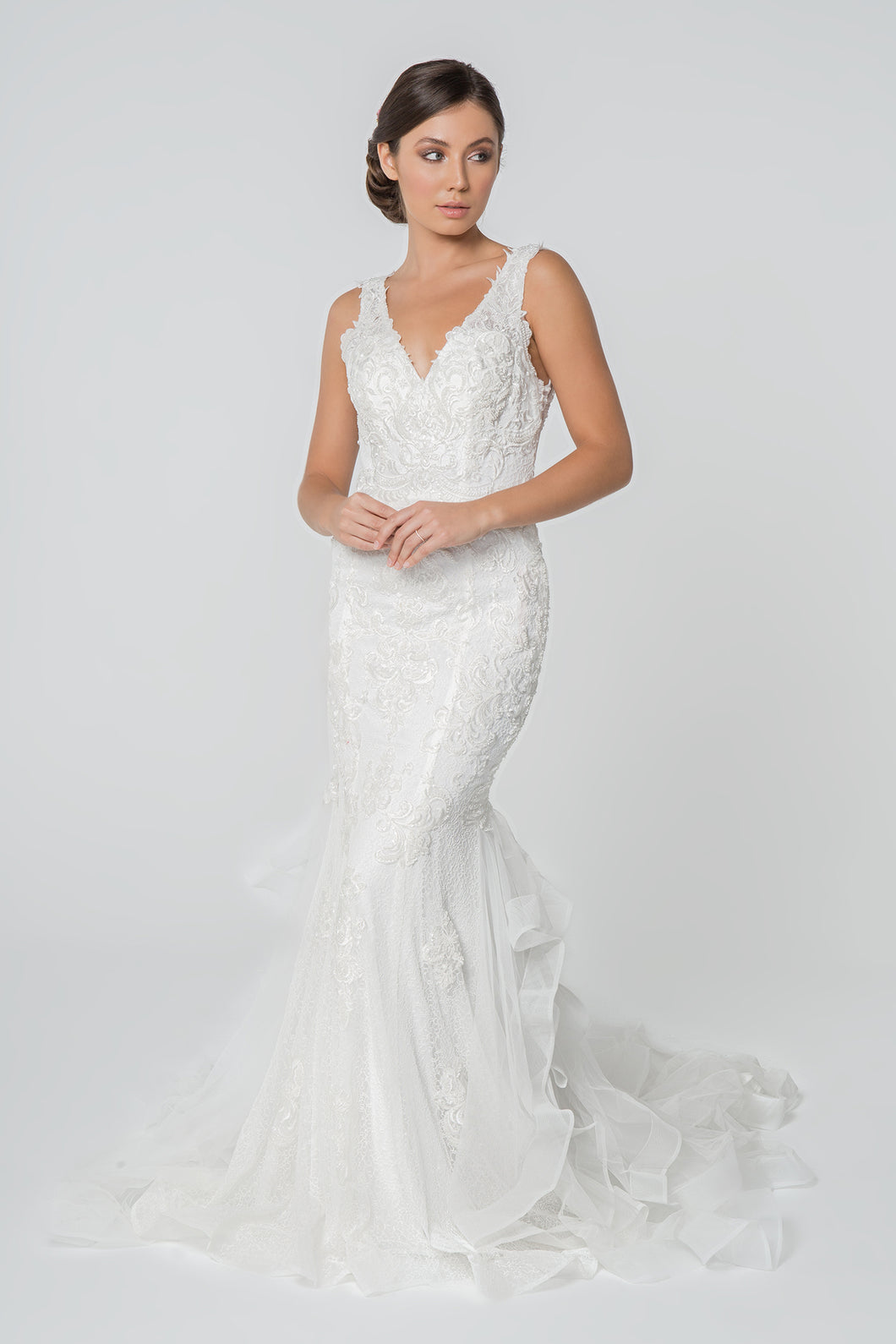 Juno Wedding Dress Mermaid with Ruffles Bridal Gown 2602814TWR-LightIvory SAMPLE IN STORE