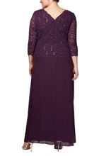 Load image into Gallery viewer, Lena Formal Dress Long Sleeve Lace Top Mothers Gown 940112318TRR-DeepPlum  Plus &amp; Pettie Sizes SAMPLE IN STORE
