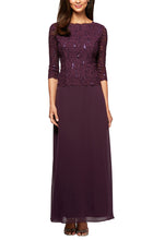 Load image into Gallery viewer, Lena Formal Dress Long Sleeve Lace Top Mothers Gown 940112318TRR-DeepPlum  Plus &amp; Pettie Sizes SAMPLE IN STORE
