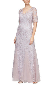Lively Short Sleeve Embroidered Mothers Dress 94081171244TNR-Wisteria SAMPLE IN STORE