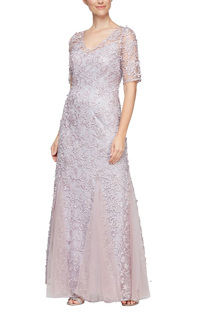 Lively Short Sleeve Embroidered Mothers Dress 94081171244TNR-Wisteria SAMPLE IN STORE