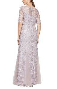 Lively Short Sleeve Embroidered Mothers Dress 94081171244TNR-Wisteria SAMPLE IN STORE