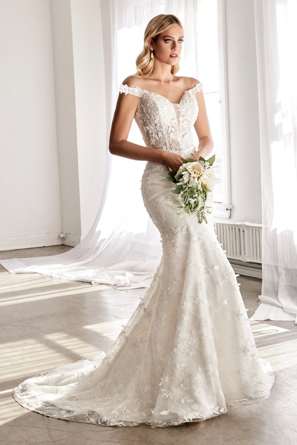 Carla Wedding Dress Sheer Bodice Flared Skirt 740TY01HRR