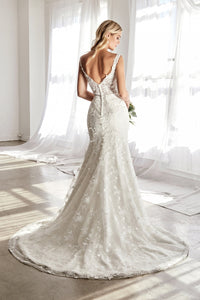 Carla Wedding Dress Sheer Bodice Flared Skirt 740TY01HRR