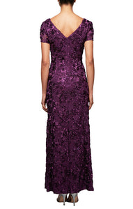 Millie Formal Dress A-line Short Sleeve Mothers Gown 940112788THR-Eggplant  Available in Plus & Petites  SAMPLE IN STORE