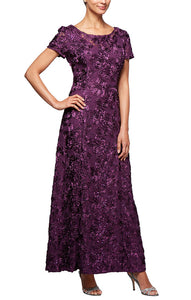 Millie Formal Dress A-line Short Sleeve Mothers Gown 940112788THR-Eggplant  Available in Plus & Petites  SAMPLE IN STORE
