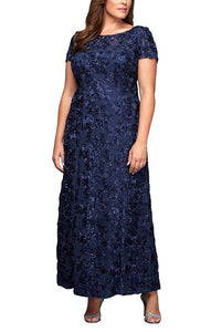 Millie Formal Dress A-line Short Sleeve Mothers Gown 940112788THR-Navy  Available in Plus & Petites  SAMPLE IN STORE