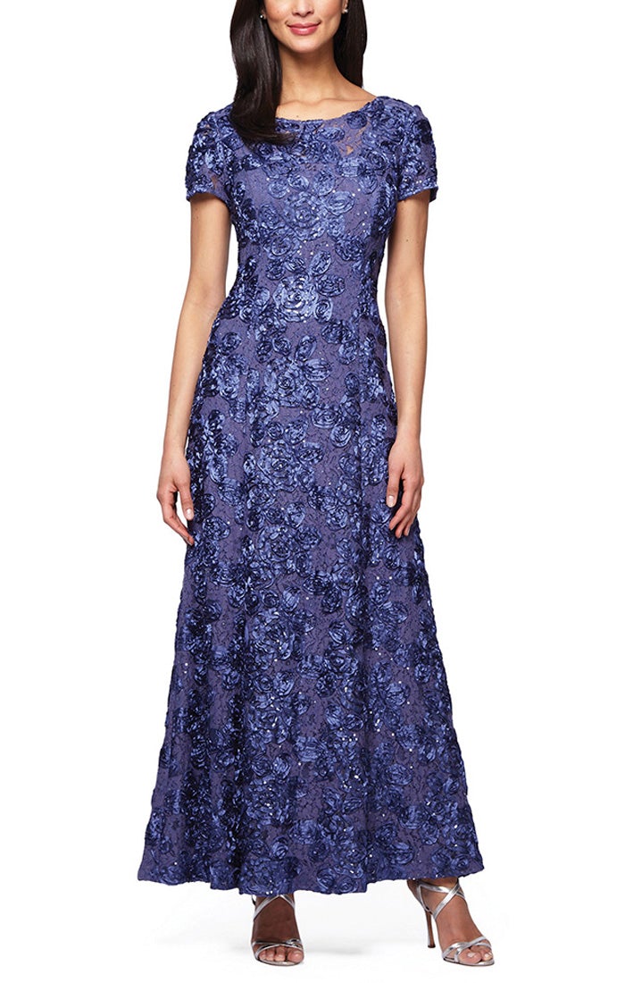 Millie Formal Dress A-line Short Sleeve Mothers Gown 940112788THR-Violet  Also Available in Petites  SAMPLE IN STORE