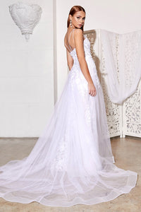 Nora Wedding Dress with Tulle Train and Lace accents on bodice. 740931EE-OffWhite